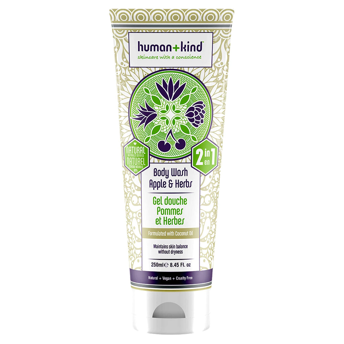 Human+Kind Body Wash - Natural Moisturizing Soap With Coconut Oil, 8.45 Oz, Apple & Herbs Scent