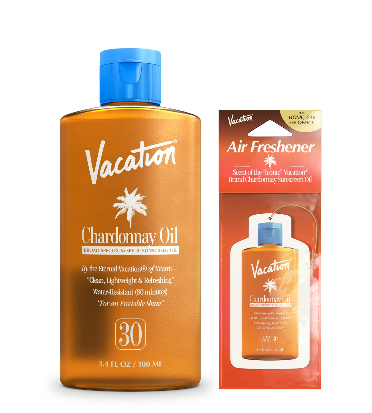 Vacation Vacation Chardonnay Oil Spf 30 & Air Freshener Bundle, Travel Size, Water-Resistant