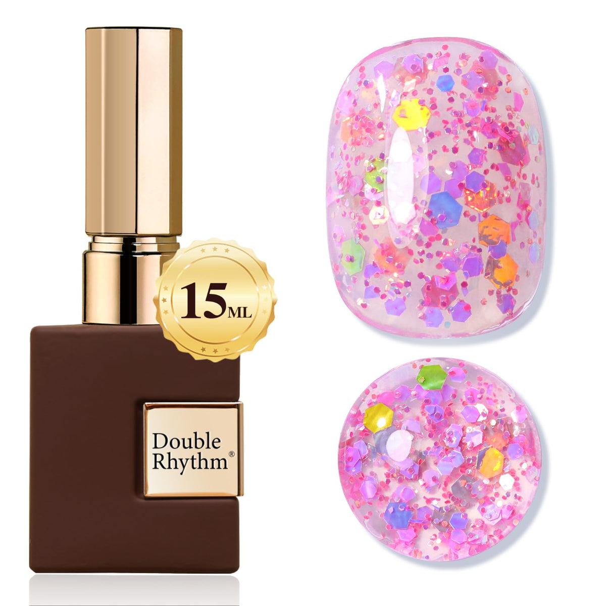 Double Rhythm 15Ml Pink Passion Glitter Gel Polish - Holographic Magnetic Nail Art