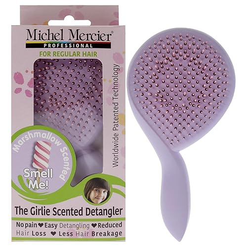 Michel Mercier Girlie Scented Detangler Brush for Kids - Purple Marshmallow, Normal Hair