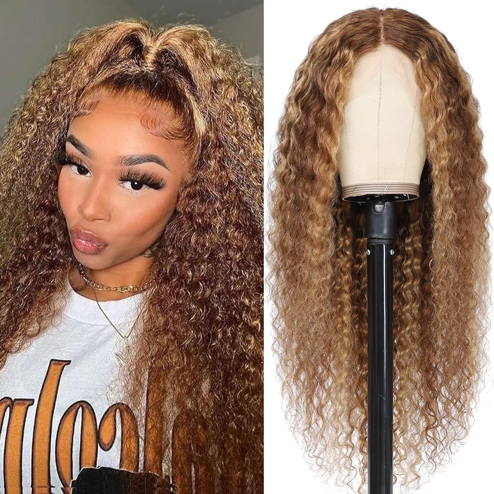 Azibo 24&quot; 200% Density Water Wave Hd Lace Front Wig - 13X5 Ombre Honey Blonde Human Hair