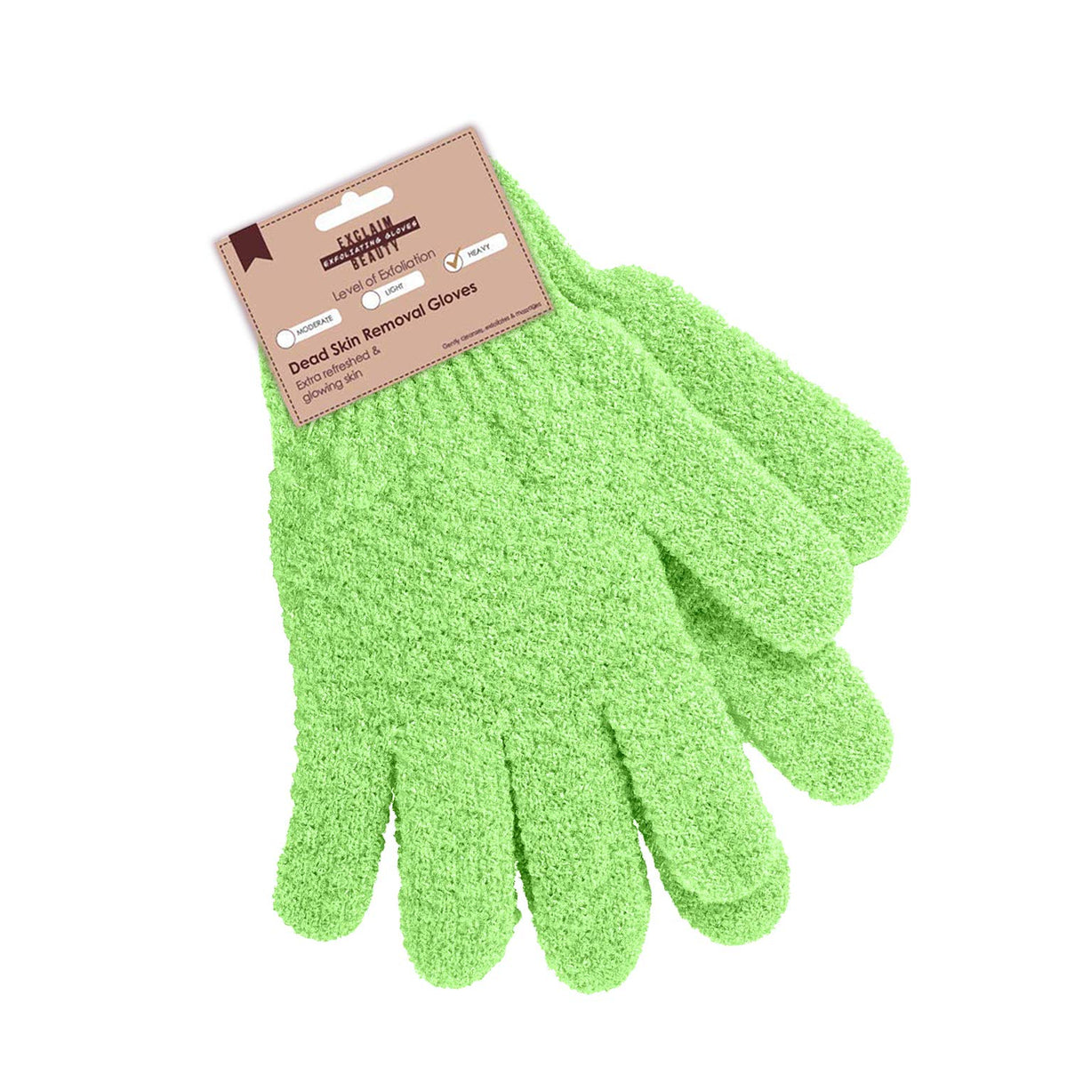 Exclaim Beauty Exfoliating Gloves - Dual Texture Body Scrubber For Spa & Shower, Light Green