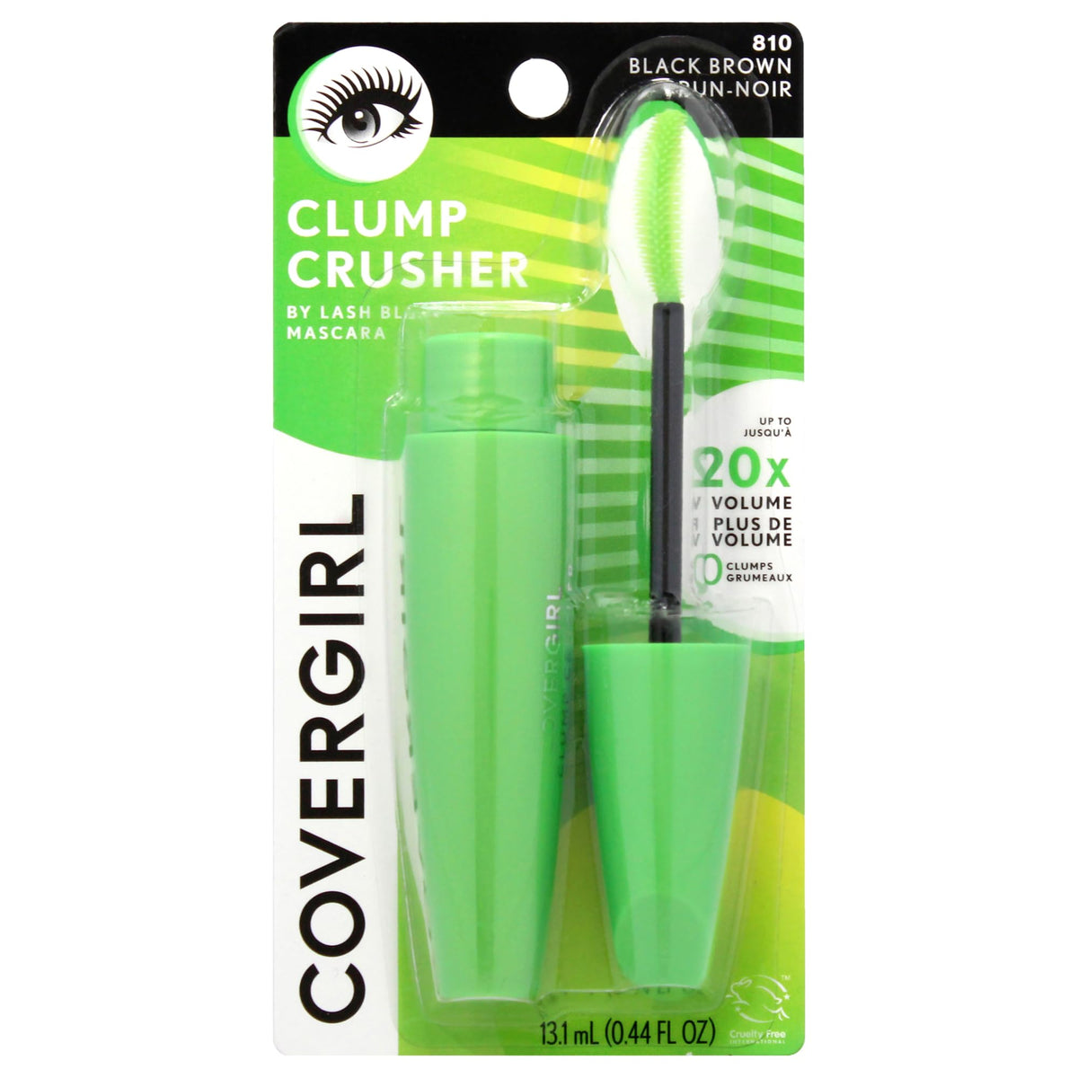 Covergirl Clump Crusher Mascara, 20X Volume, Double Sided Brush, Long-Lasting, Black Brown