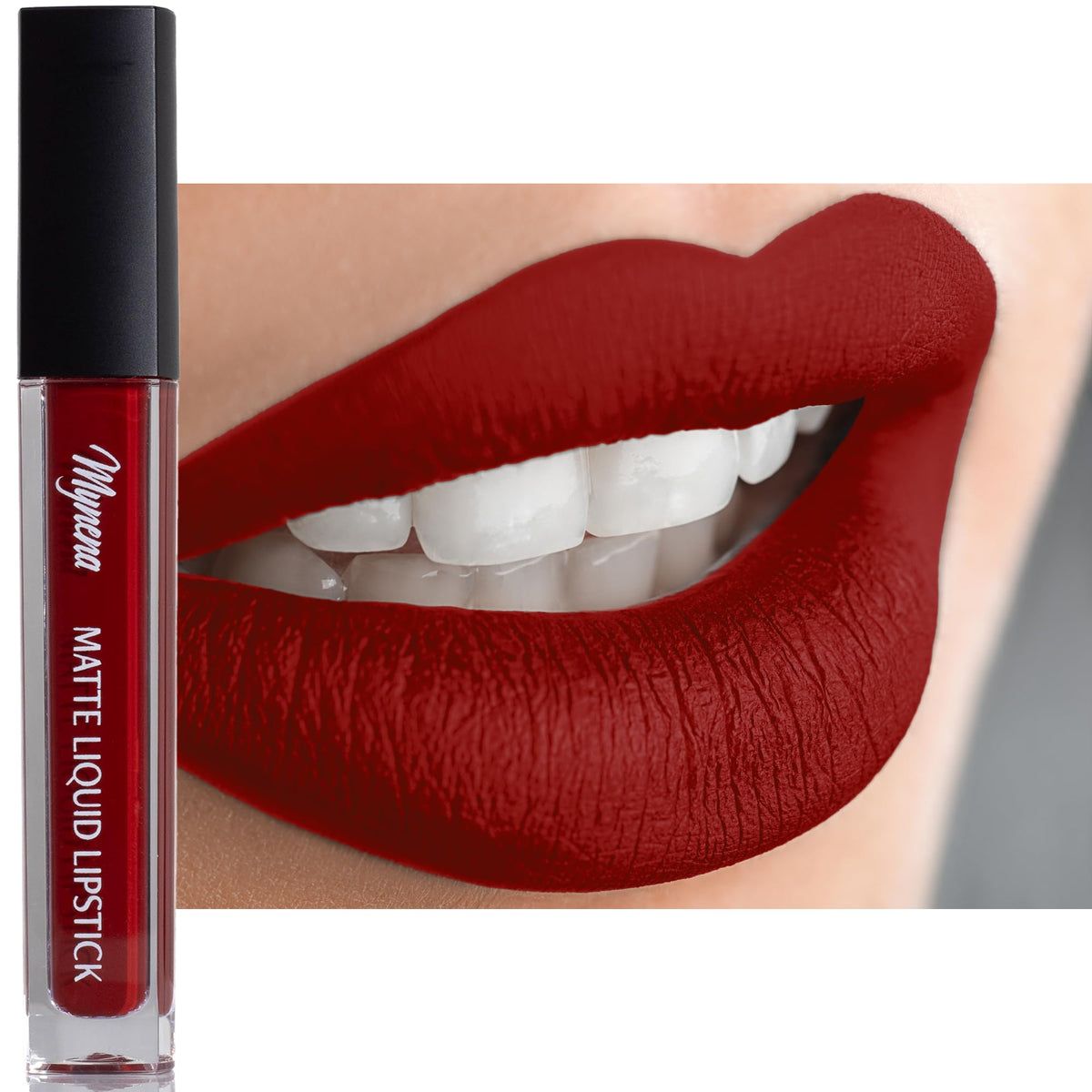 Mynena Red Matte Liquid Lipstick - Smudge-Proof, Waterproof, Vegan, Hydrating, 1 Fl Oz