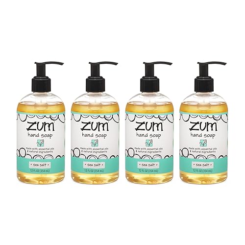 Zum Indigo Wild Hand Soap - Sea Salt Scent - 12 Oz (4 Pack) - Natural Liquid Soap For Home