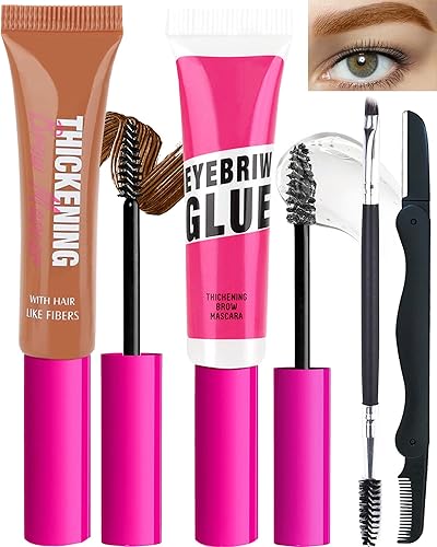 Lysdefeu Waterproof Tinted Brow Gel Kit - Auburn, Thickening Brow Mascara & Clear Glue, 2 Pack