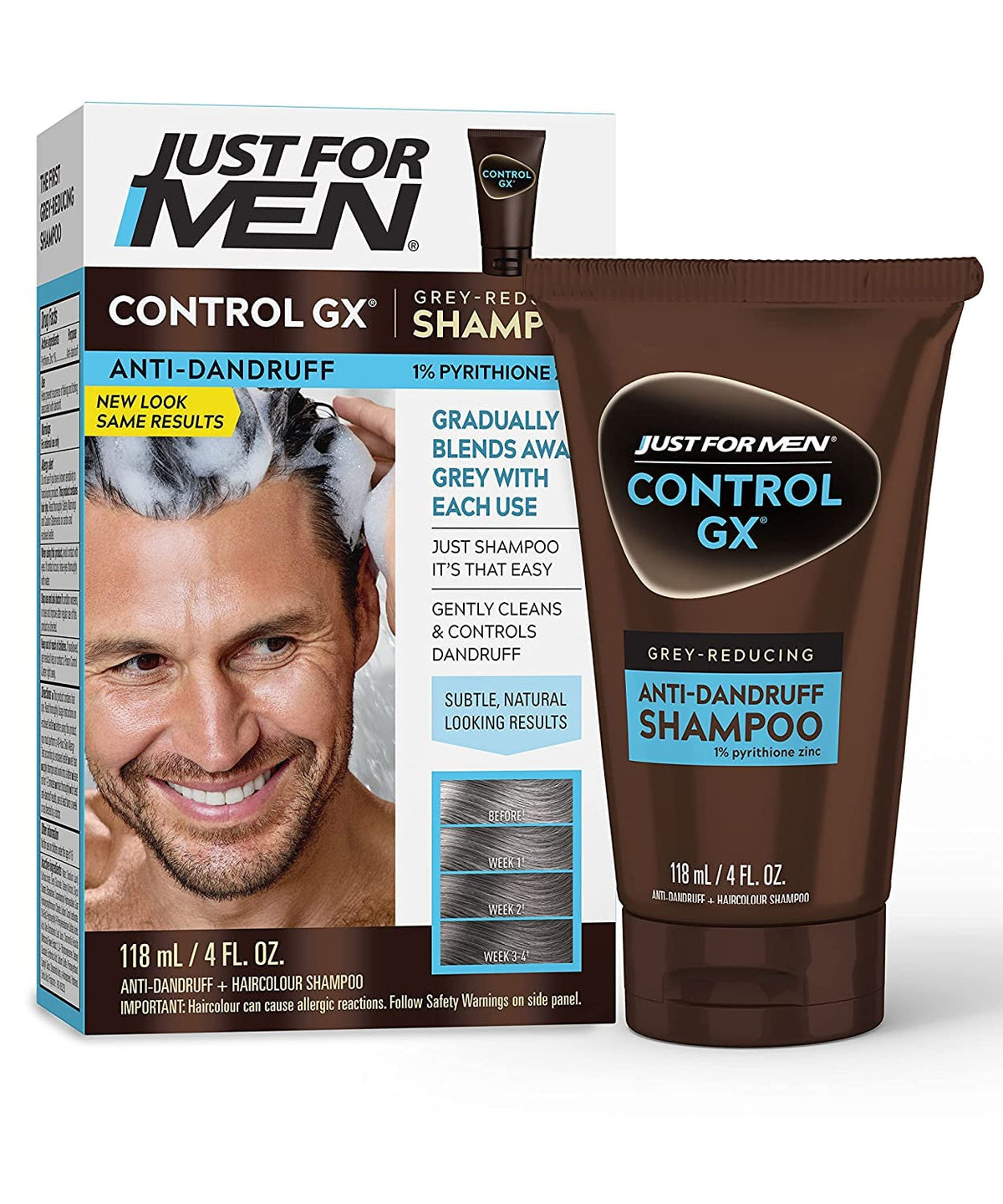 Just For Men Control Gx Anti-Dandruff Shampoo, Brown, 4 Ounce (Pack Of 2)