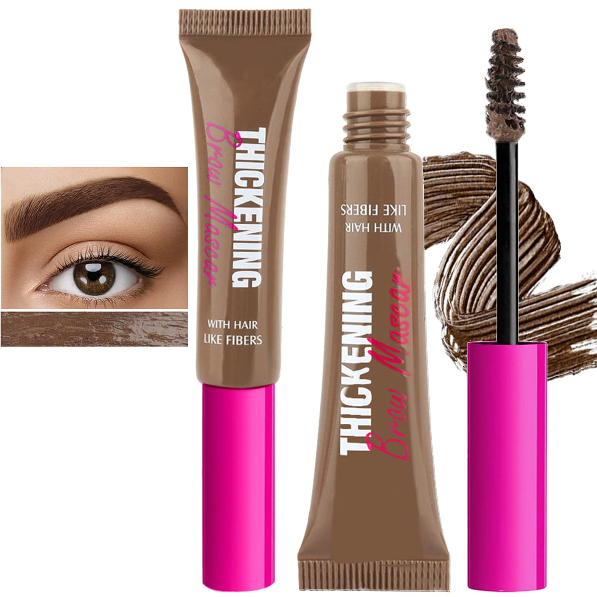 Jutqut Eyebrow Glue 2Pcs - Tinted Thickening Brow Mascara, Waterproof & Long-Lasting #06