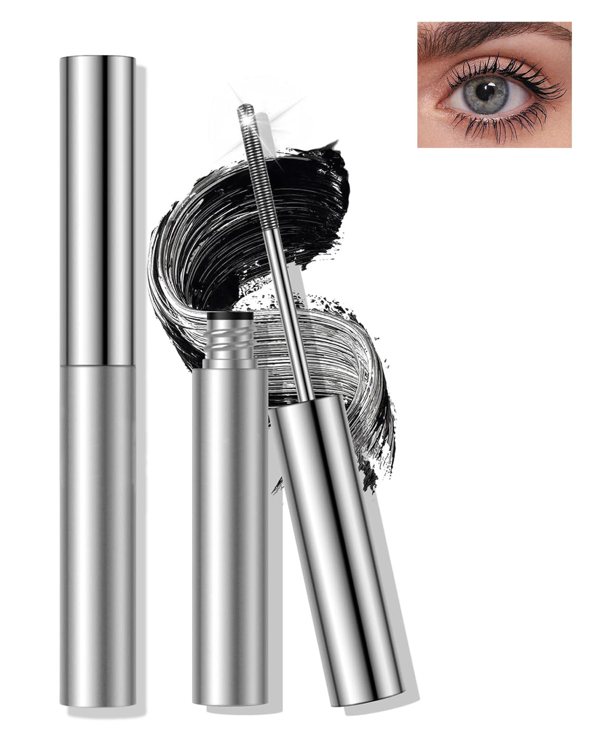 Lestpola Black Waterproof Mascara - Volume & Length, Smudge-Proof, Non-Clumping, Long Lasting