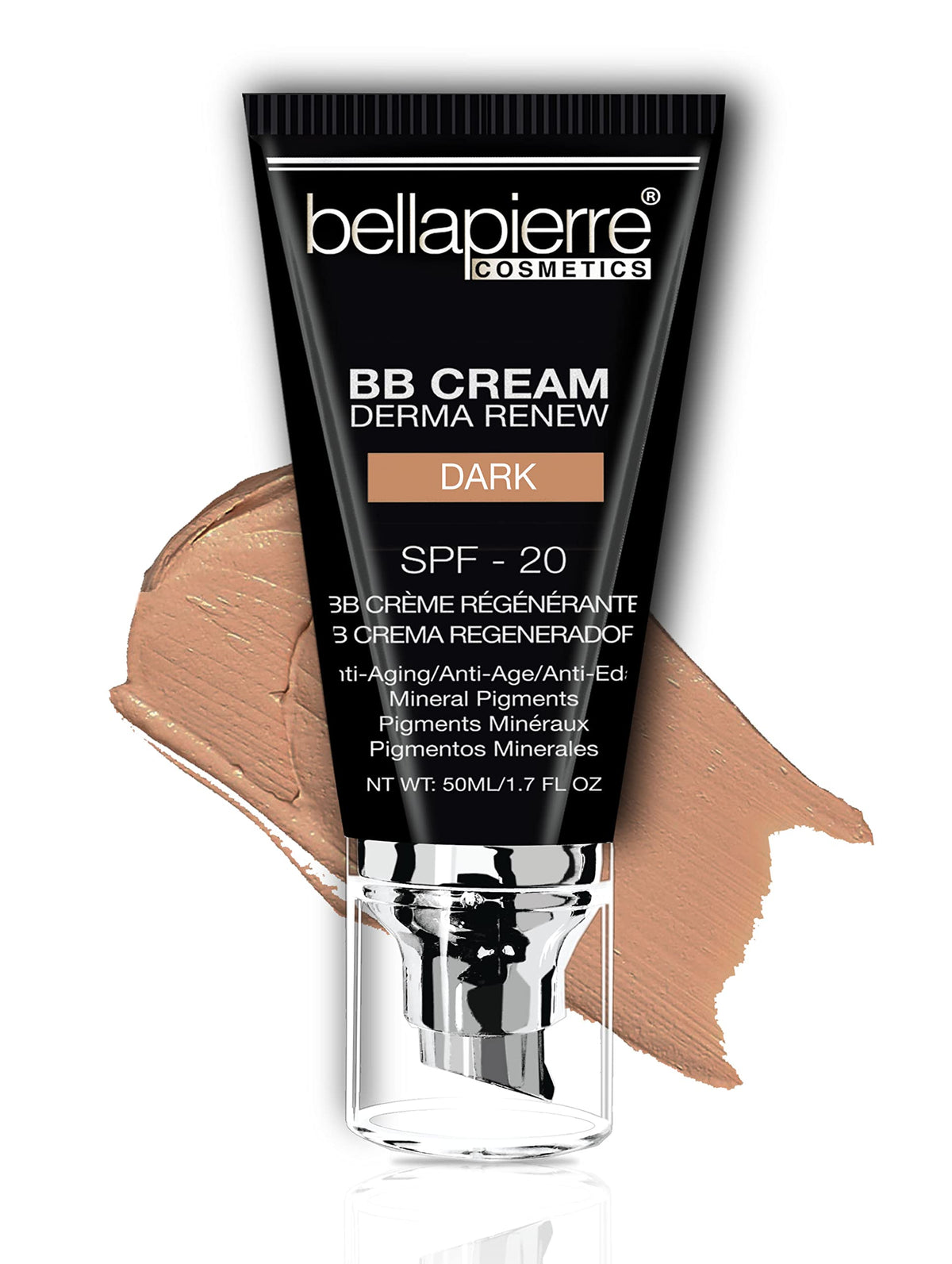 Bellapierre Bb Cream Spf 20 - Tinted Sunscreen, Concealer & Foundation, Dark, 1.7 Oz