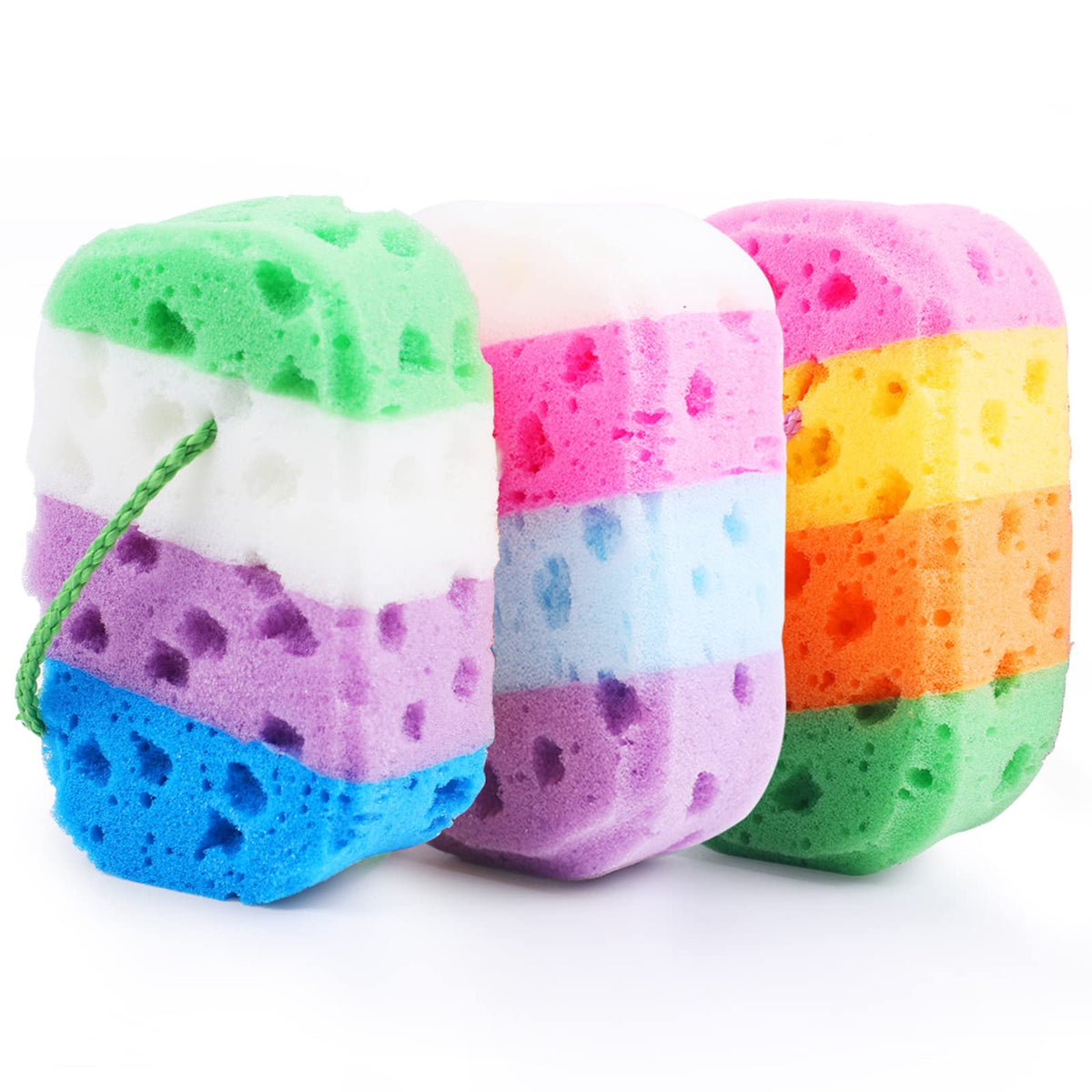 Tizyff 3 Pcs Exfoliating Bath Sponges - Soft Loofah For Shower In 