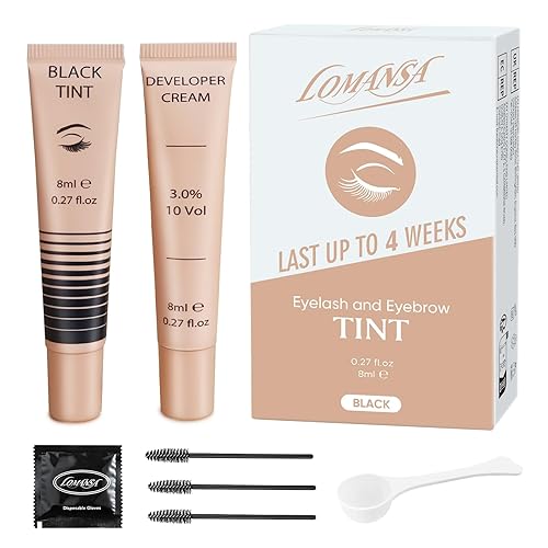 Lomansa Lash Color Kit - Professional Eyelash & Brow Color, Natural Black, Easy Use, 8Ml