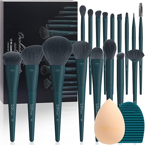 DUcare 17 Pcs Makeup Brush Set with Cleaning Mat & Sponge - Professional Face & Eye Kit