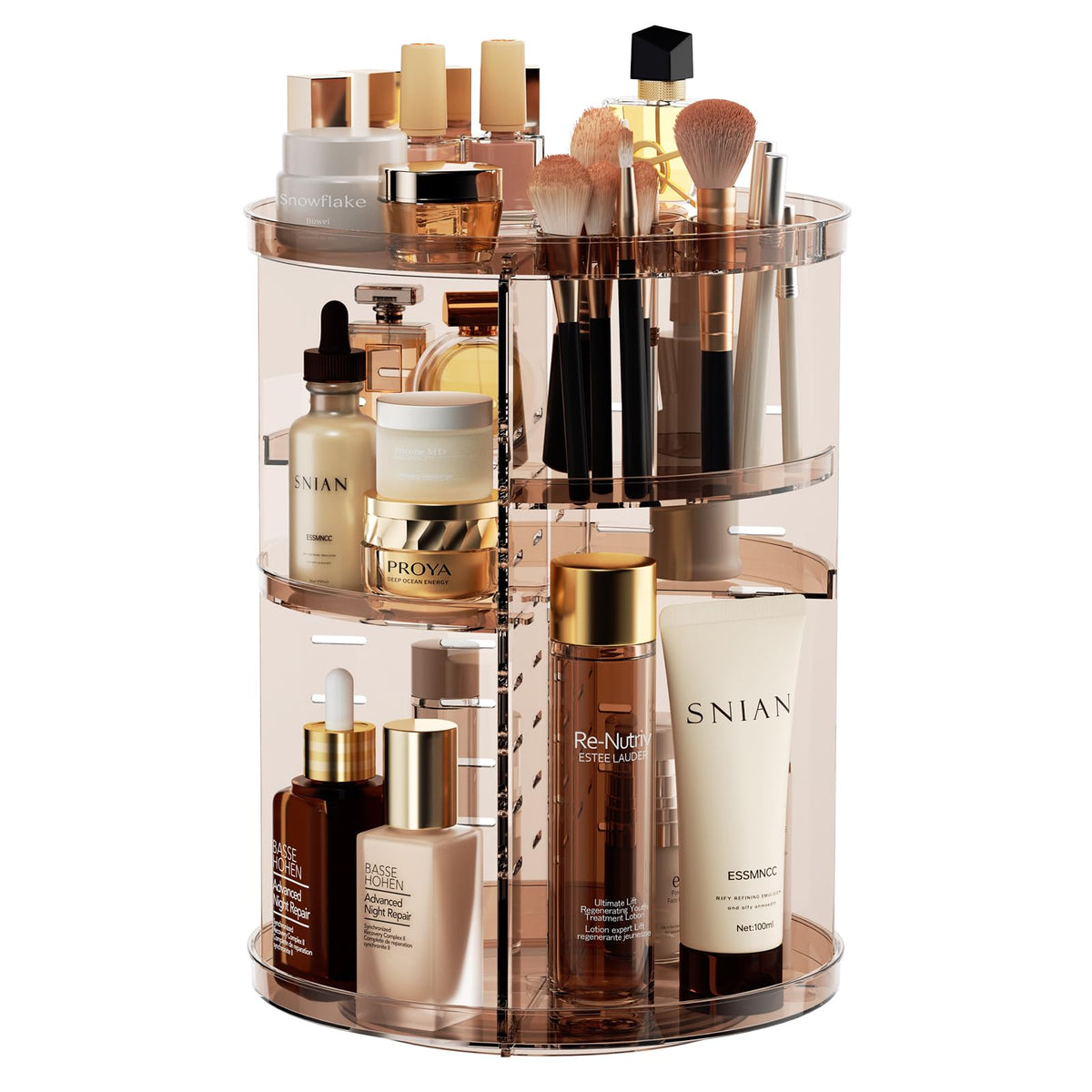 Jiavarry Rotating Makeup Organizer - Adjustable Spinning Skincare & Cosmetic Display Shelf