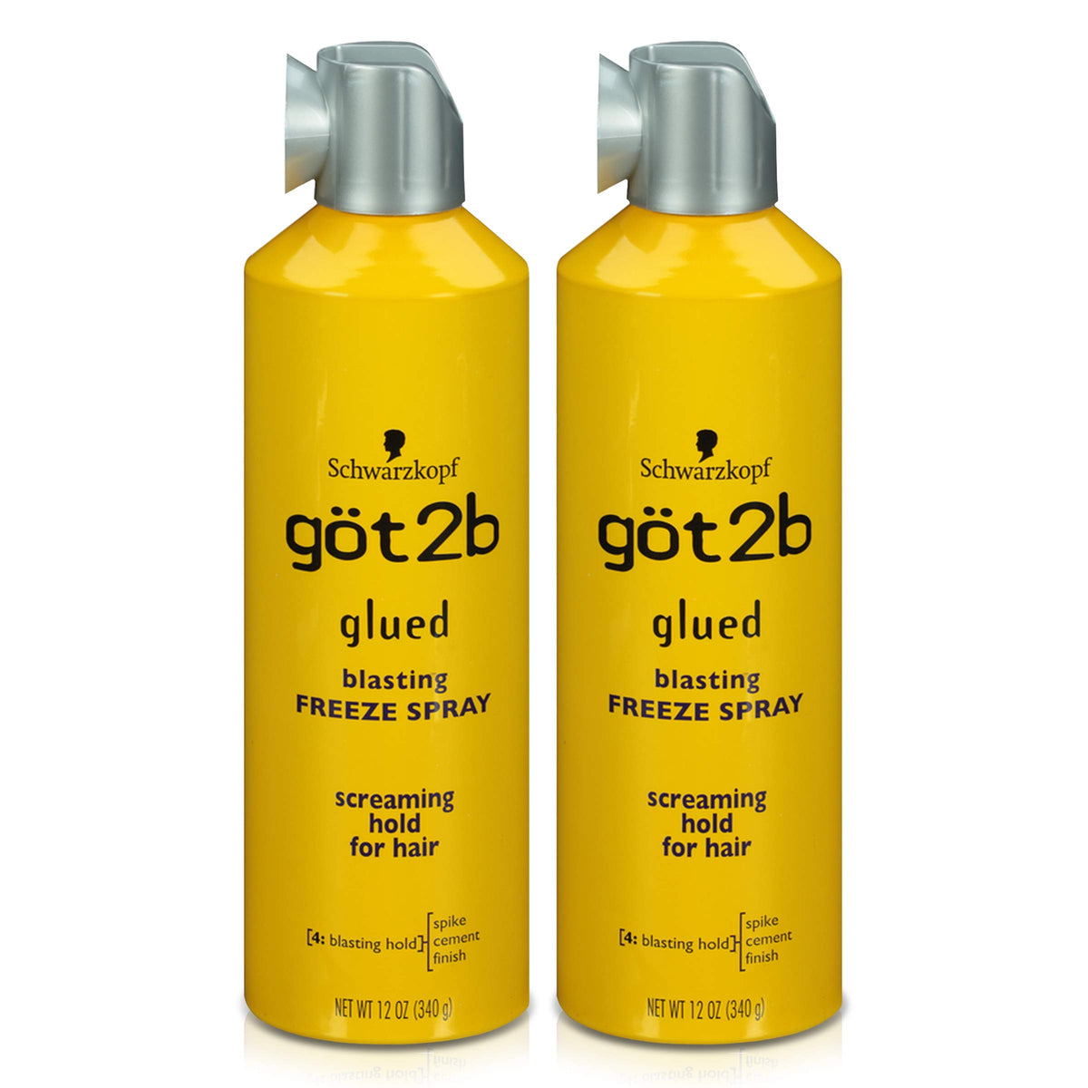 Got2B Glued Blasting Freeze Hairspray, 12 Oz, 2-Pack - Strong Hold, Yellow Finish