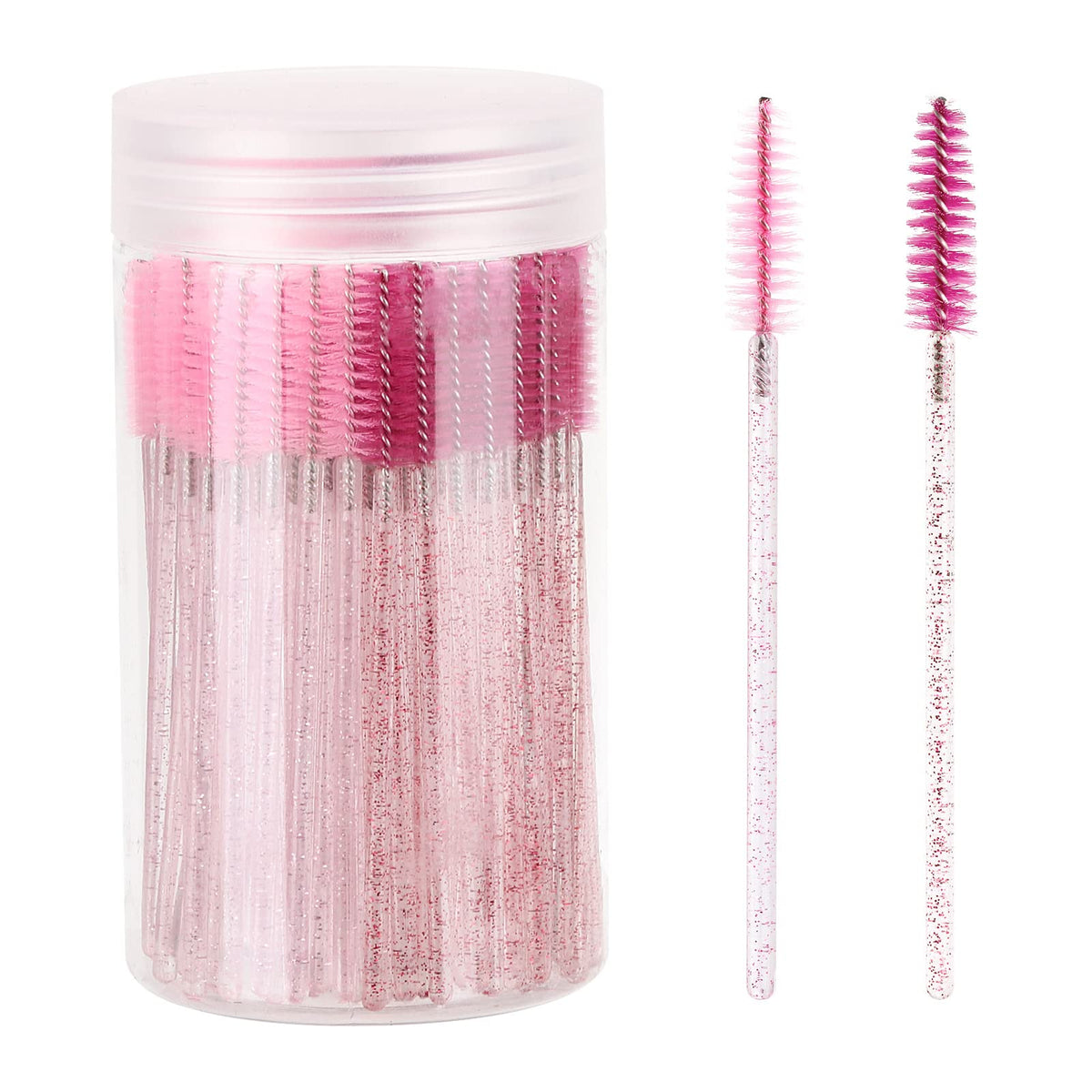 Tbestmax 100 Pcs Disposable Mascara Wands & Eyebrow Spoolies Brush Set - Pink & Hotpink