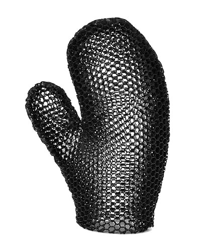 Supracor Stimulite Exfoliating Bath Mitt - Honeycomb Scrubber, Firm Texture, All Black