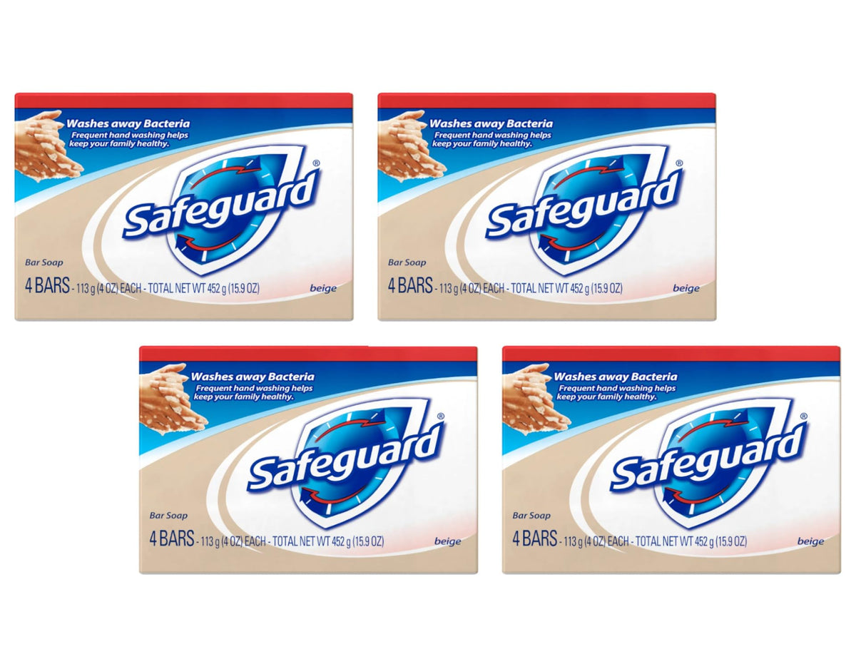 Safeguard Antibacterial Bath Bar Soap - 4 Bars, 15.9 Oz, Germ Protection For Healthy Skin