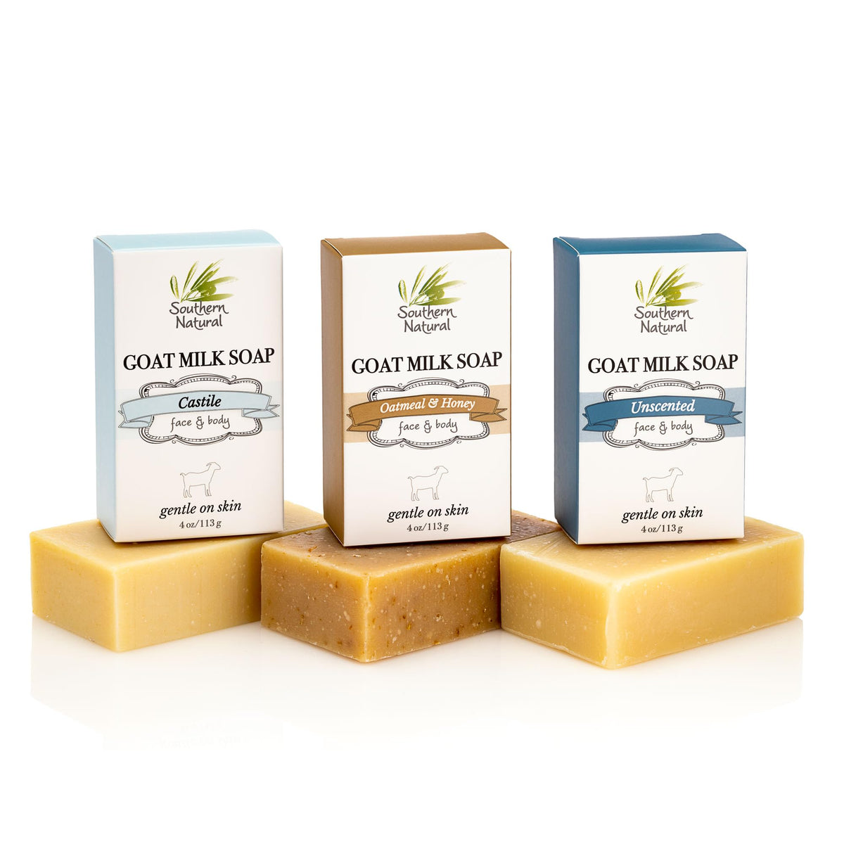 Southern Natural Goat Milk Soap Bar - Unscented Oatmeal & Honey, 3 Pack For Sensitive Skin