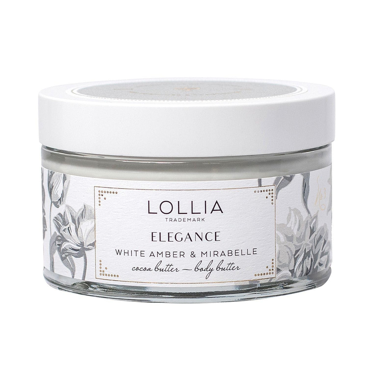 Lollia Elegance Body Butter  55 oz  White Amber  Mirabelle  Shea Butter  Cocoa Butter  Body Lotion for Women  Hydrating  