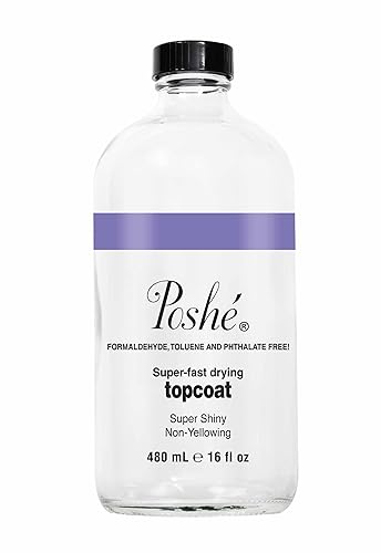 Poshe Super Fast Drying Top Coat, 16 Fl Oz - Quick-Dry Nail Polish Finish For Long-Lasting Shine