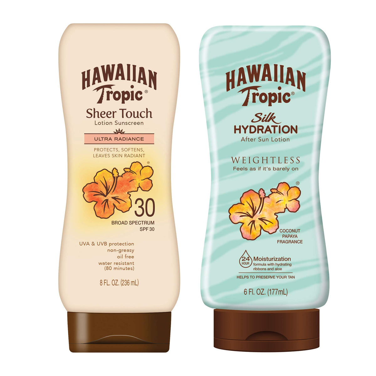 Hawaiian Tropic Spf 30 Sunscreen & After Sun Pack - 8Oz Lotion & 6Oz Hydration Lotion