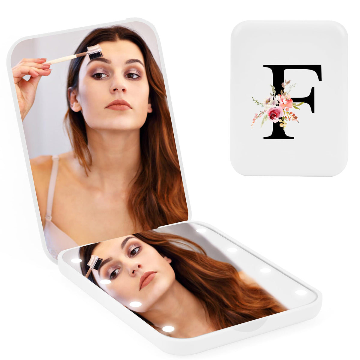 Bugarore Personalized Led Compact Mirror - 1X/3X Magnifying Travel Mirror For Women & Moms