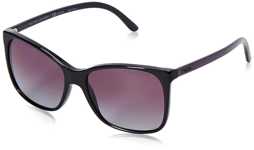 Polo Ralph Lauren Women'S 55Mm Rectangular Sunglasses, Black/Polarized Gradient Burgundy