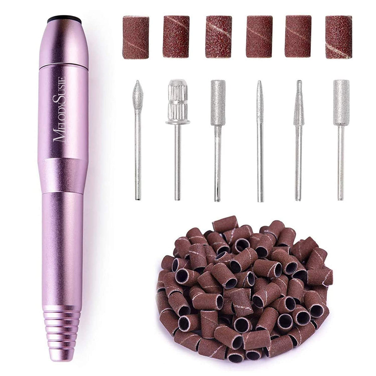 Melodysusie Electric Nail Drill Kit - Compact Efile For Acrylic & Gel Nails, 13 Piece Set, Purple