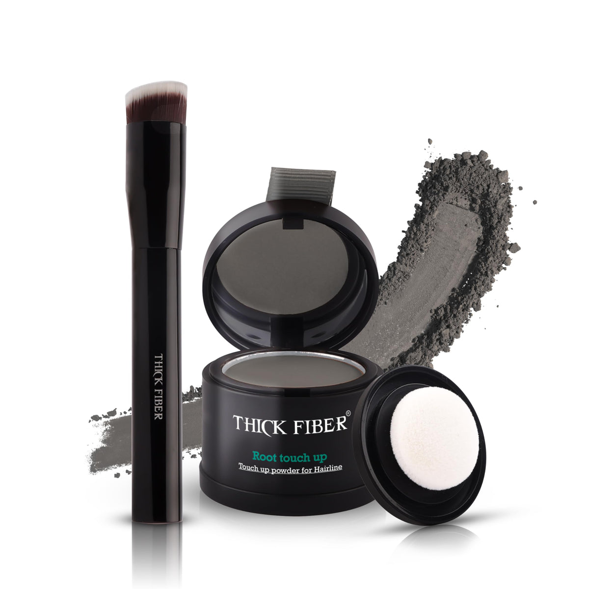 Thick Fiber Grey Root Touch Up Powder - Water & Sweat Resistant Hair Loss Concealer For Women