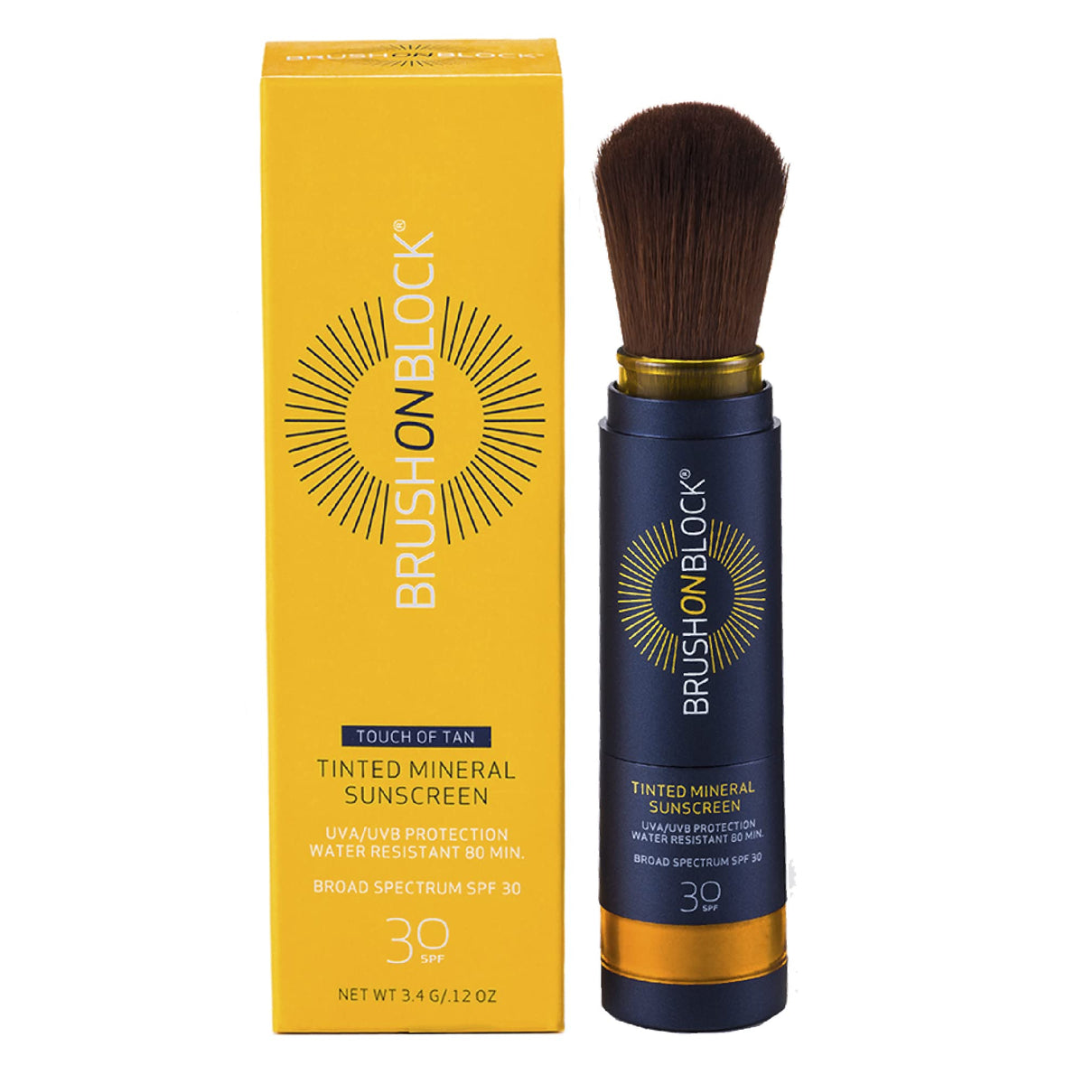 Brush On Block Mineral Sunscreen Powder Spf 30, Touch Of Tan, Refillable, Reef Friendly