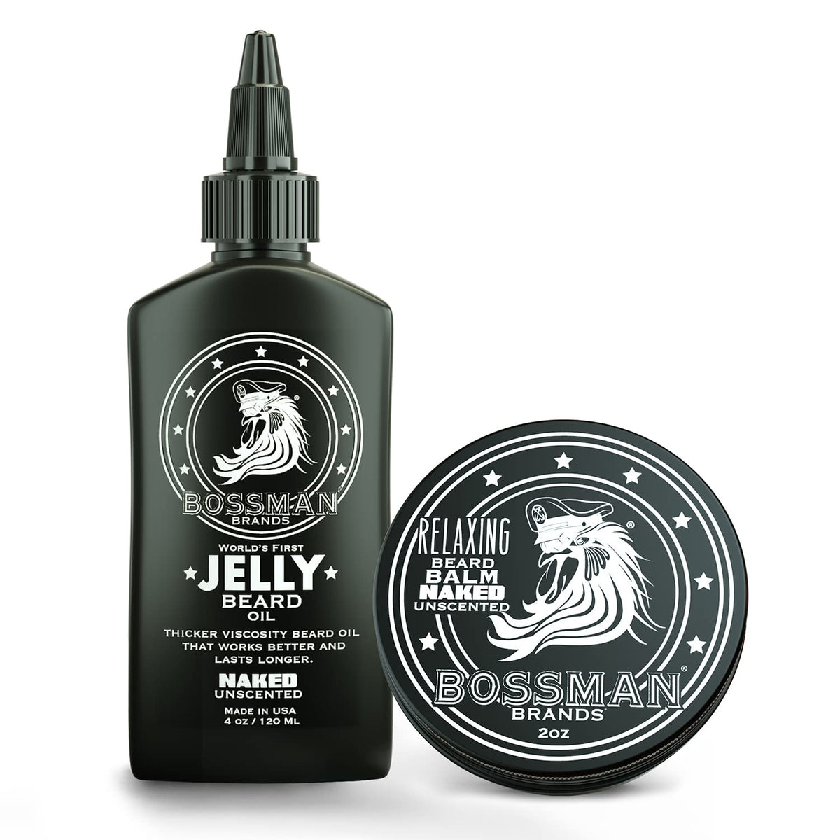 Bossman Beard Oil Jelly & Relaxing Balm Combo - Naked Scent, 4 Fl Oz (Pack Of 2)