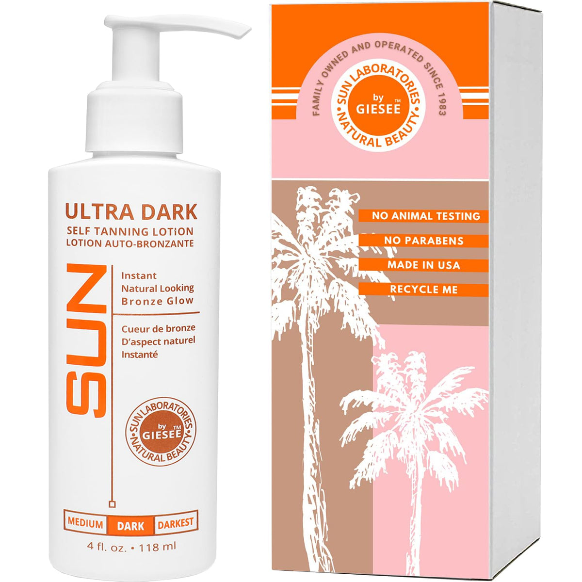 Sun Laboratories Ultra Dark Self Tanning Lotion 4 Oz - Organic Sunless Tanner For Dark Tones