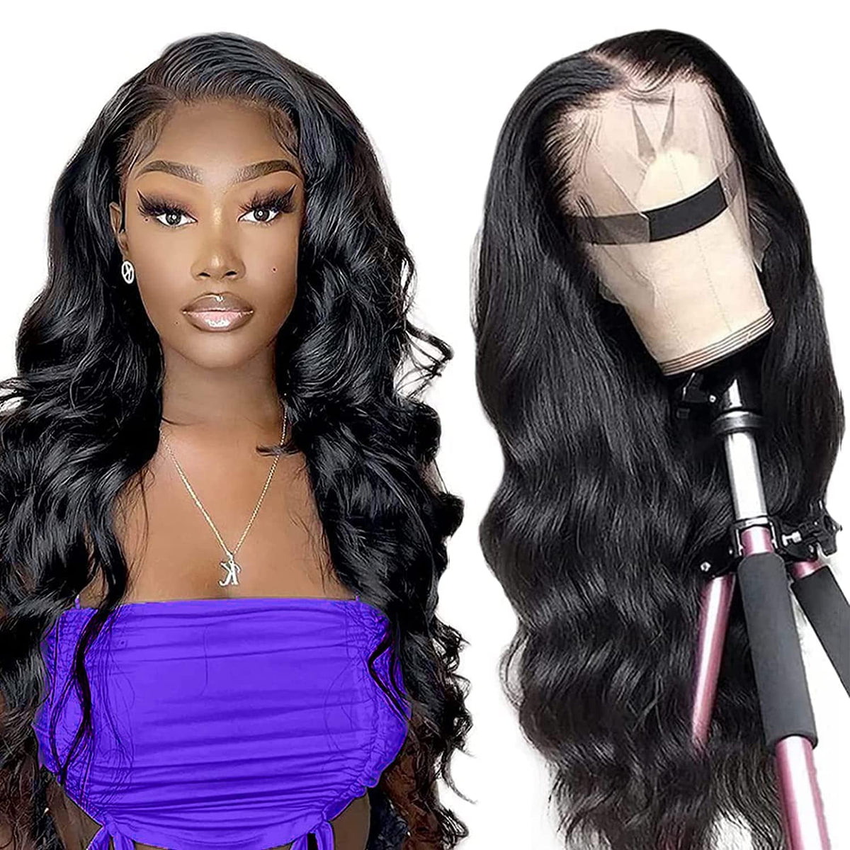 Fascara 24&quot; Lace Front Wig - Body Wave Human Hair, 13X4 Hd Transparent, Pre Plucked, Natural Color