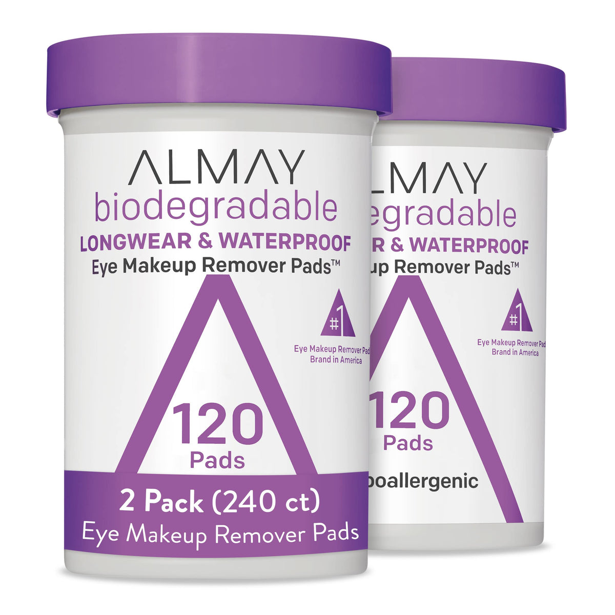 Almay Biodegradable Makeup Remover Pads, Waterproof & Hypoallergenic, 240 Count (Pack Of 2)