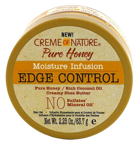 Creme Of Nature Pure Honey Edge Control Gel, 2.25 Oz Jar, 3 Pack - Strong Hold, Smooth Edges