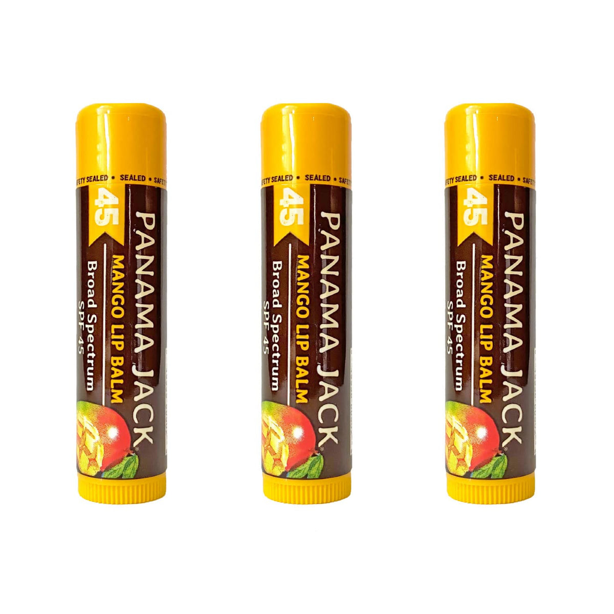 Panama Jack Spf 45 Sunscreen Lip Balm, Broad Spectrum Protection, Mango, 3-Pack