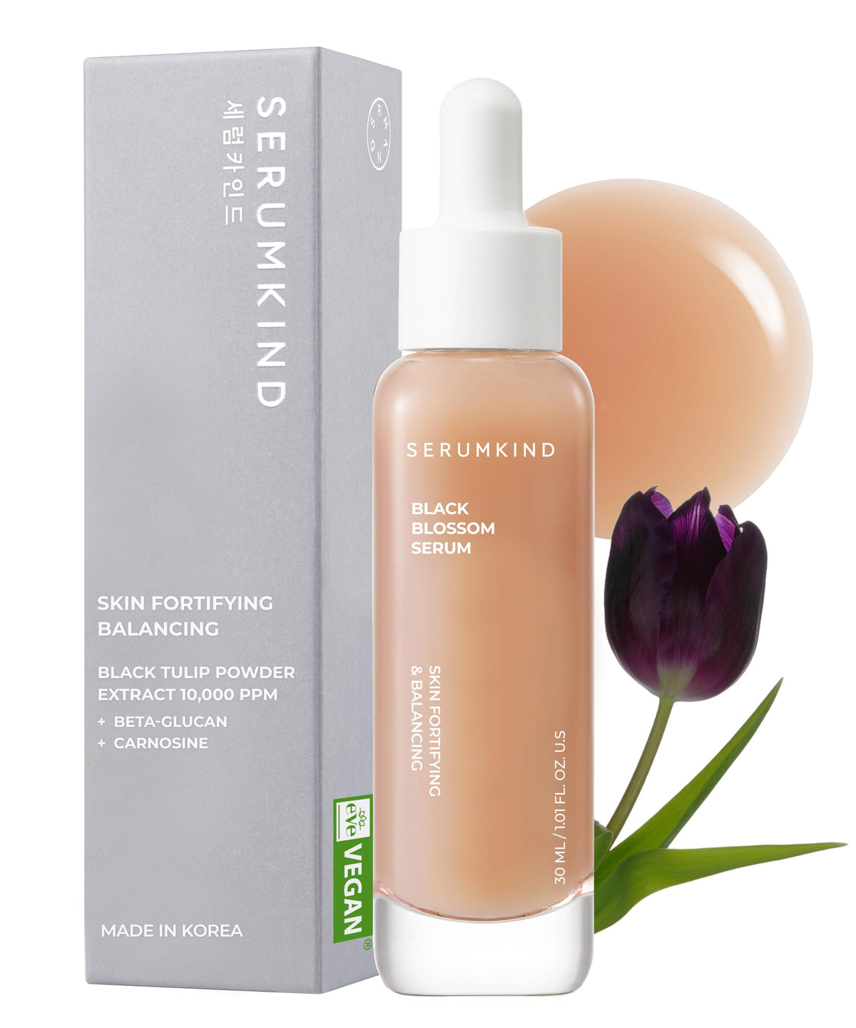 Srmknd Serumkind Black Tulip Serum - Hydrating Anti-Aging Vegan Face Serum, 1.01 Fl. Oz