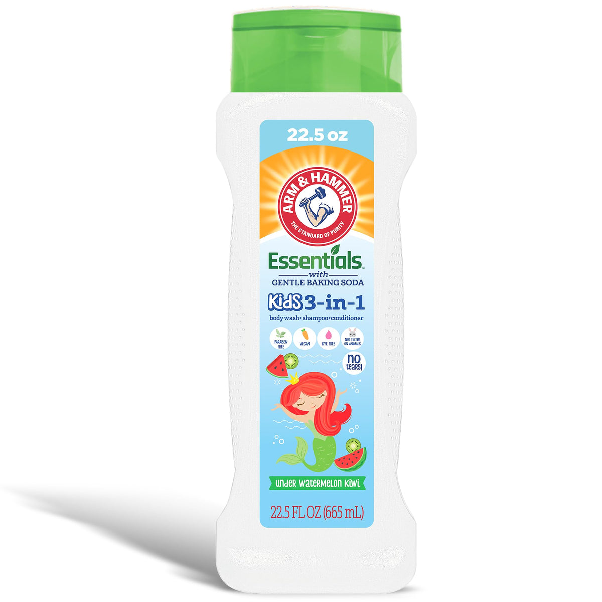 Arm & Hammer Essentials 3-In-1 Kids Watermelon Kiwi Shampoo, Conditioner & Body Wash 22.5Oz