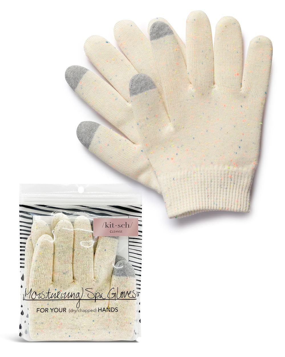 Kitsch Cotton Moisturizing Gloves - Reusable Touchscreen Eczema Gloves For Dry Hands - Cream