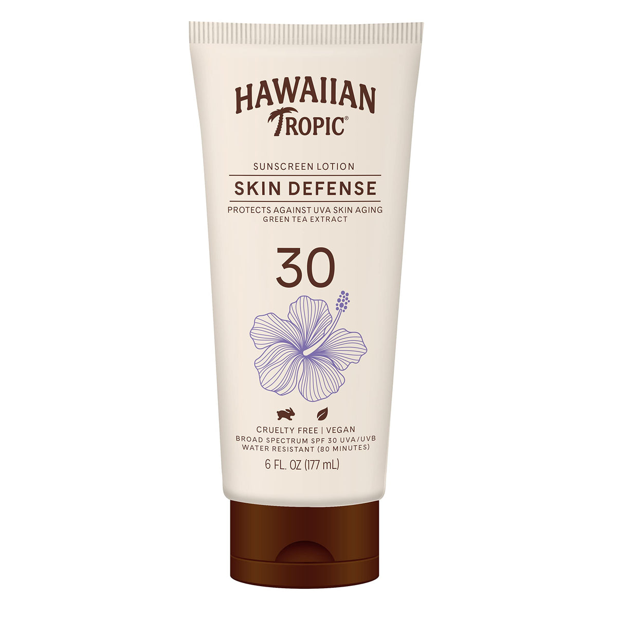 Hawaiian Tropic Spf 30 Skin Defense Sunscreen Lotion, 6Oz - Oxybenzone Free With Green Tea Extract