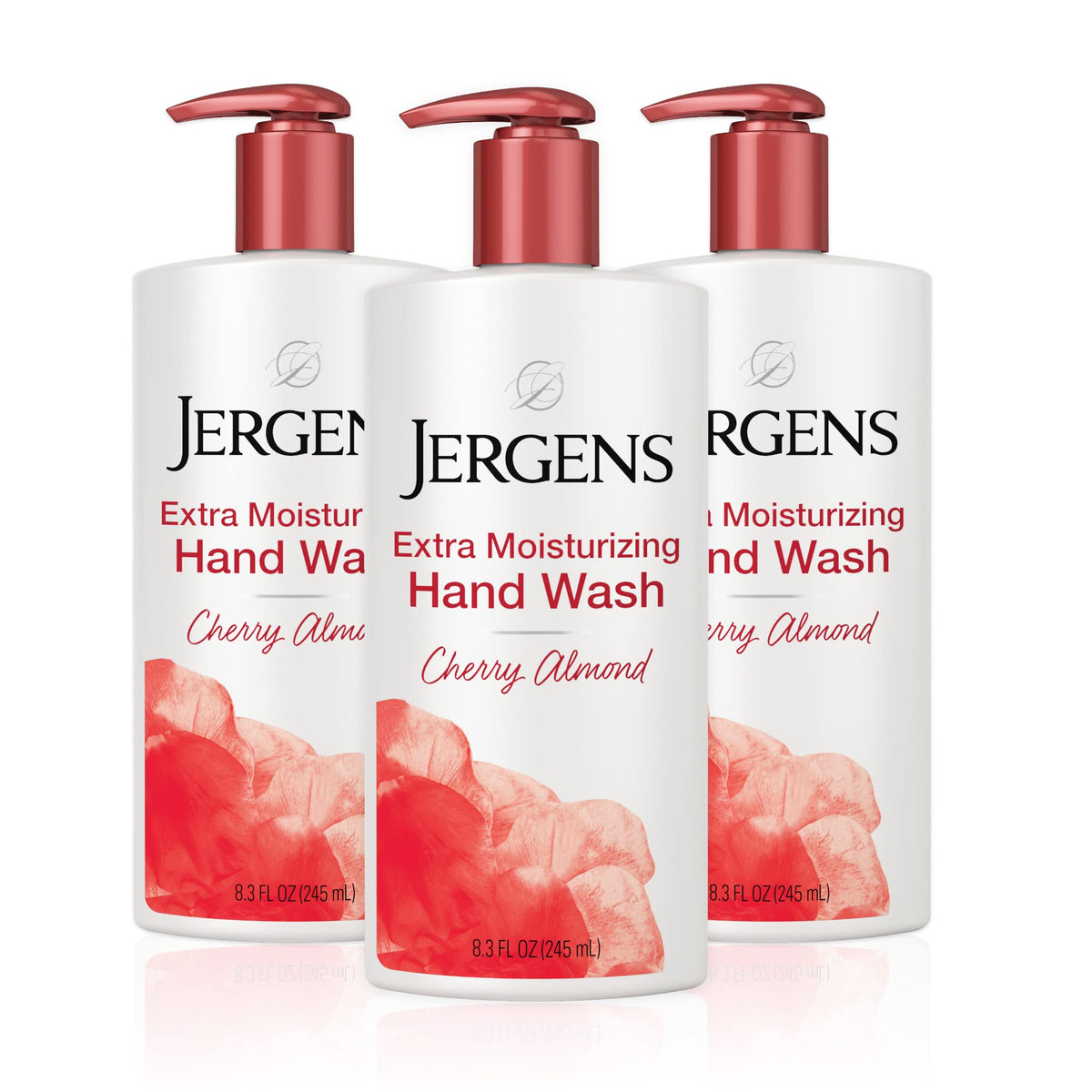 Jergens Extra Moisturizing Hand Soap, Cherry Almond Scent, 8.3Oz, Pack Of 3