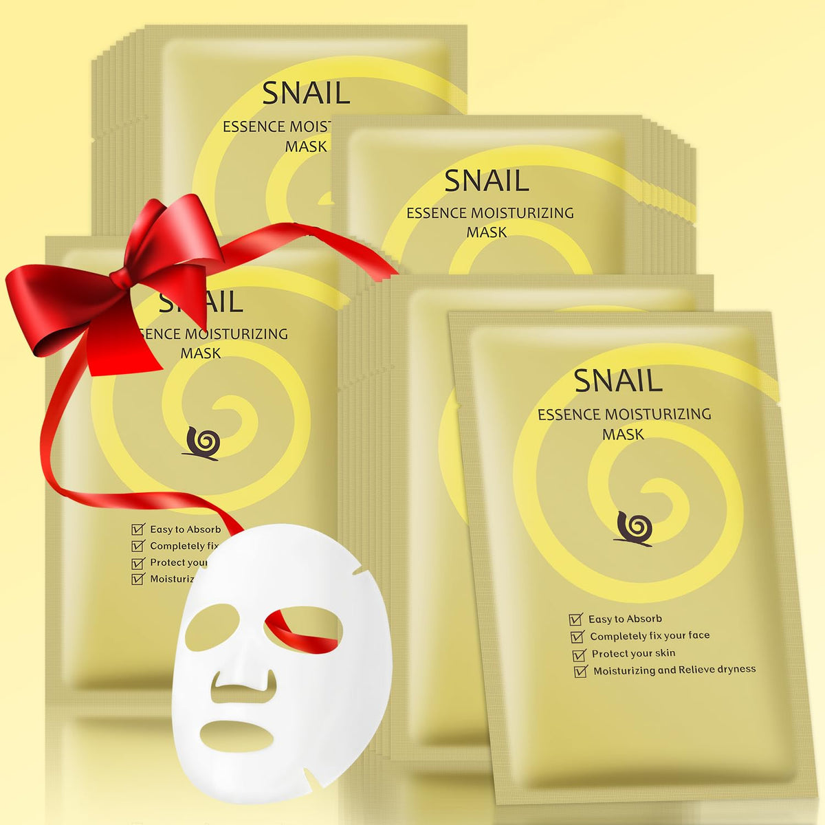 Irev Snail Mucin Sheet Mask 10 Pack - Hydrating Facial Masks For Dry, Sensitive Skin