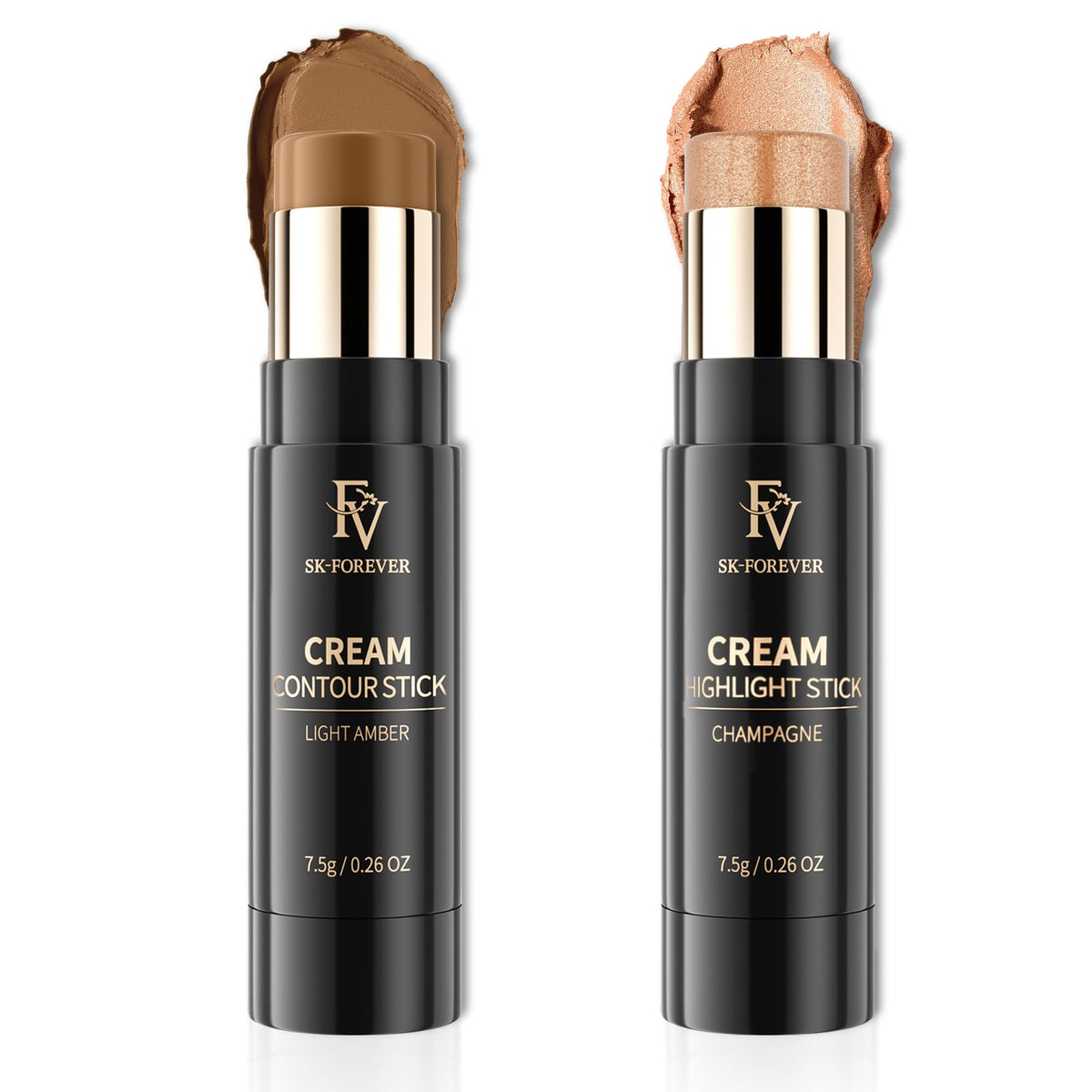 Fv Contour Stick Set - 2Pcs Waterproof & Blendable Highlighter, Long Lasting Creamy Texture