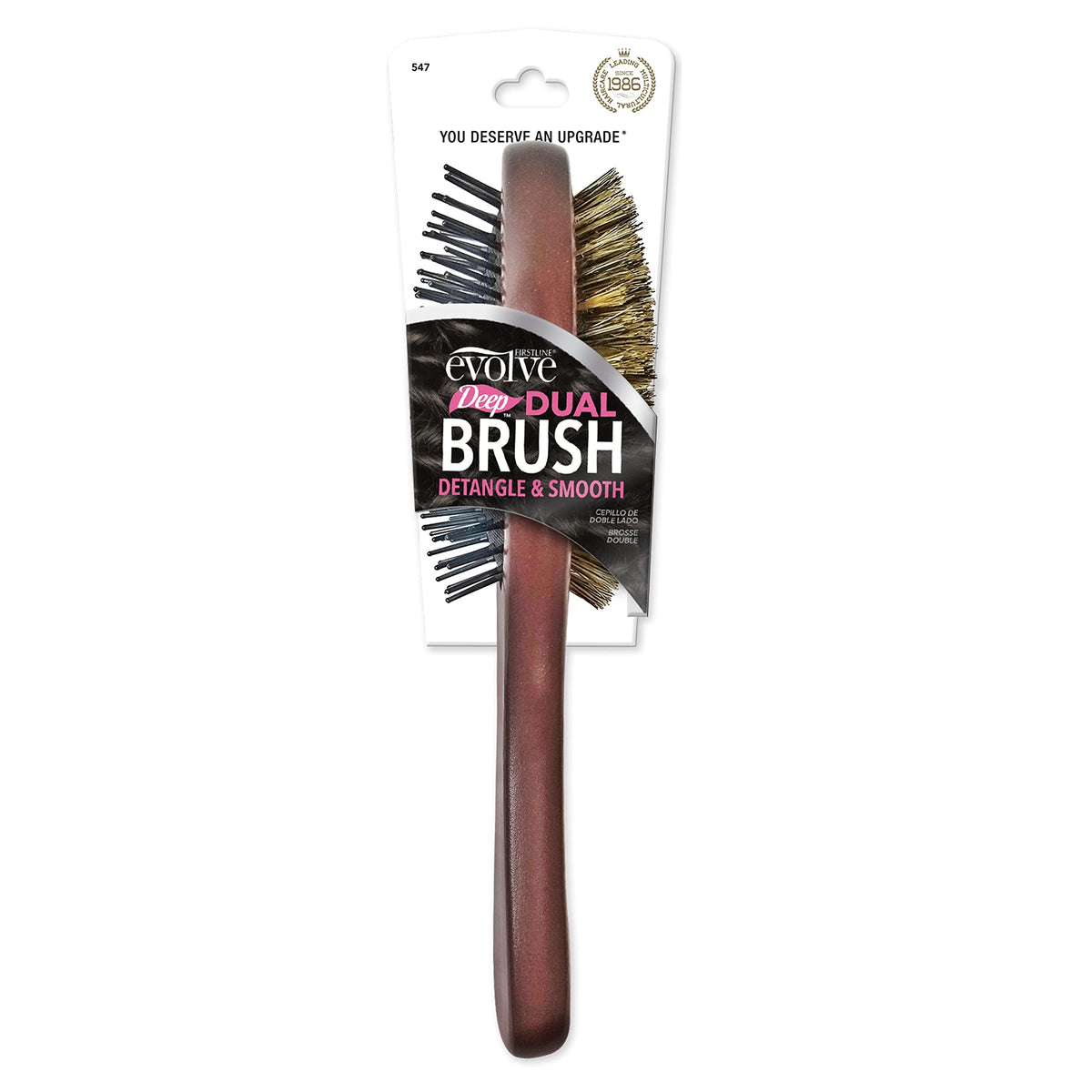 Evolve Deep Dual Detangle & Smooth Brush - Brown Boar Bristle for Effortless Styling