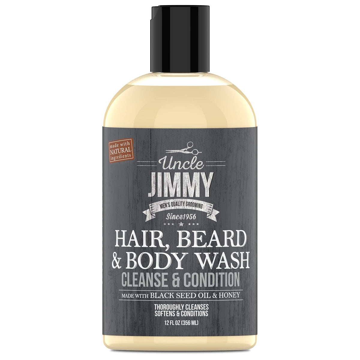 Uncle Jimmy Men'S Hair, Beard & Body Wash - Sulfate & Paraben Free, 12 Fl Oz