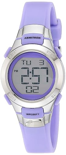 Armitron Sport Women'S Purple/Silver Digital Watch, 27Mm Resin Band, Model 45/7012Prsv