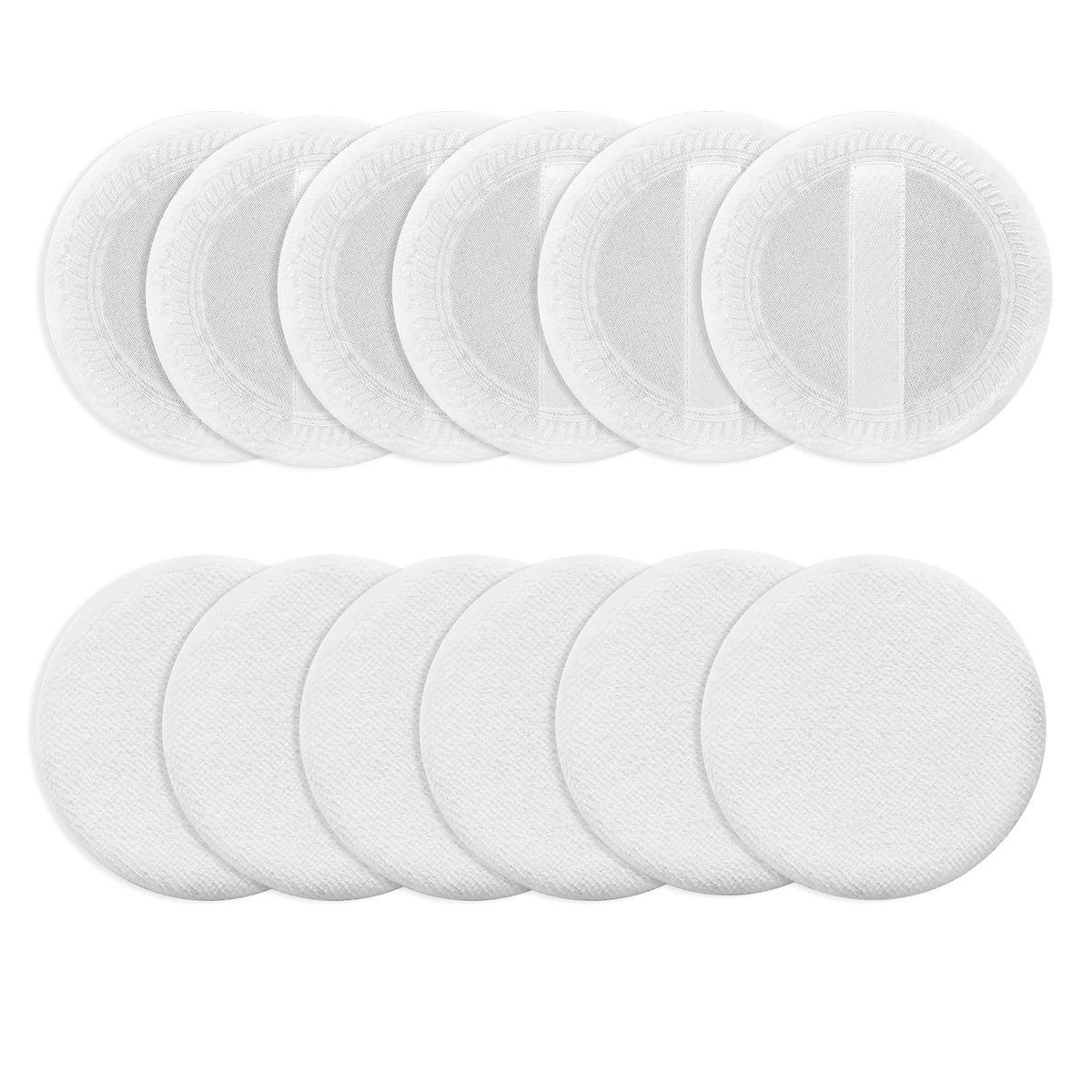 Sibba 12-Piece Velour Powder Puff Set - White Makeup Sponge Applicators For Foundation & Blending