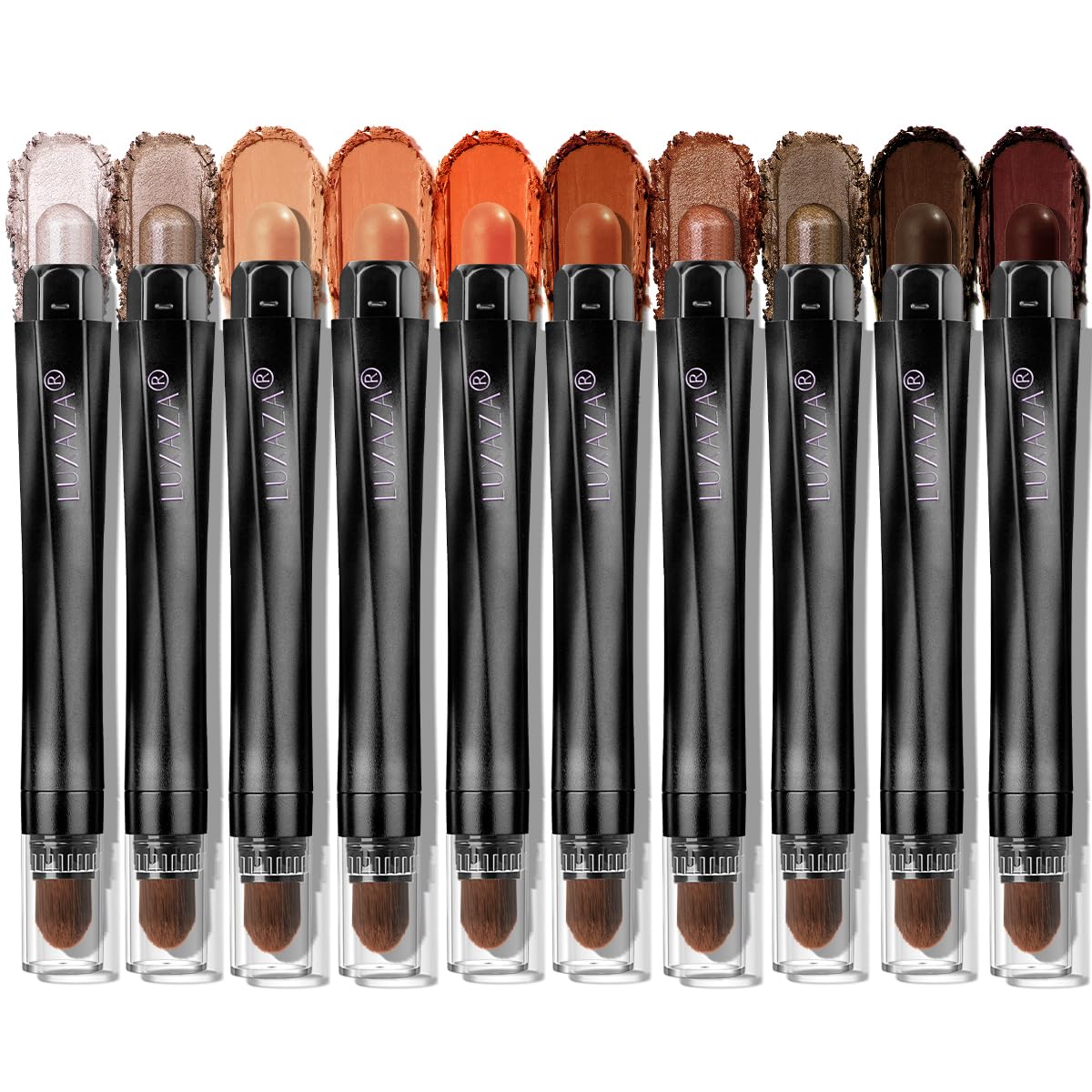 Luxaza Pro 10Pcs Eyeshadow Stick Set - Shimmer & Matte Waterproof Cream Pencils, Coral Island