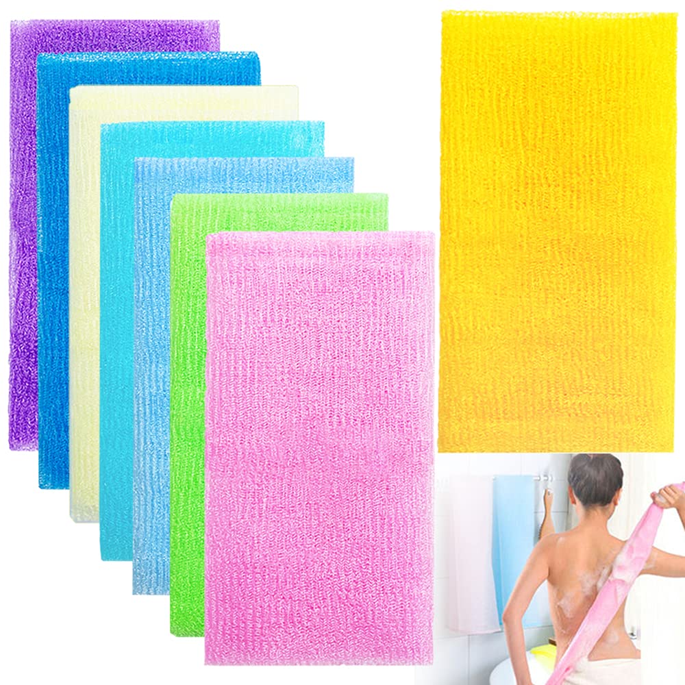 Cshangzei 8 Pcs Nylon Exfoliating Bath Cloths - Assorted Body Scrubber Towel For Men & Women